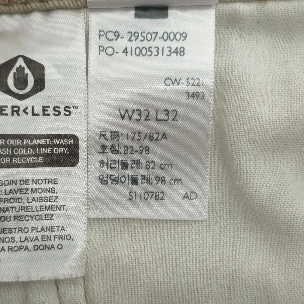 Levis Mens Pants 502 Regular Taper W32 L32 Tan Khaki Stretch Chino 29507-0009